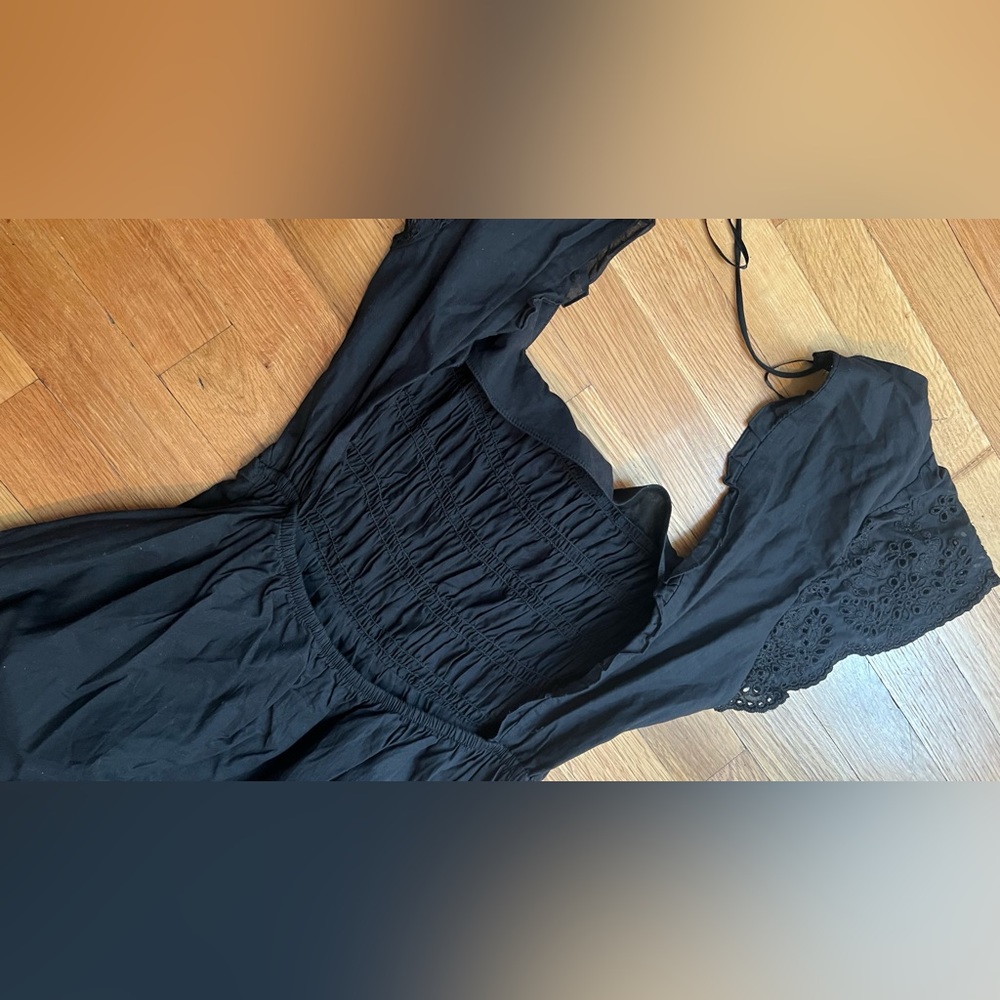 Zara Black Maxi Dress with Ruffled Hem - Picture 3 of 6